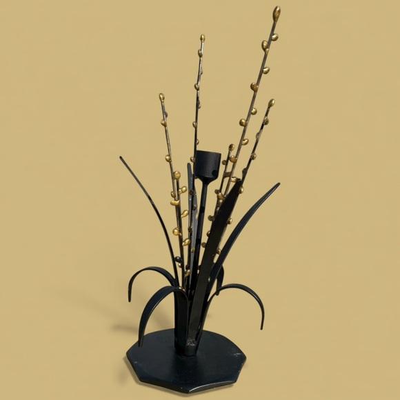 Metal sculpture with candle holder, heavy, nice work, unsigned, vintage - Picture 2 of 7